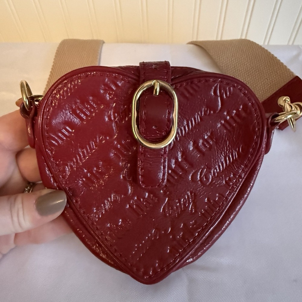 Vintage Y2K Juicy Couture Red Leather Heart Crossbody Bag Purse Rare